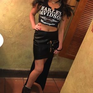 Harley Davidson cropped shirt with feathers